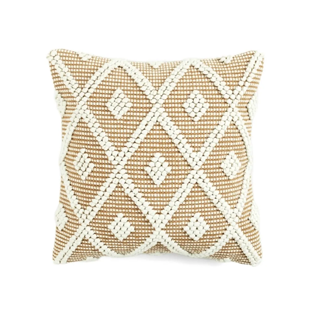 Cinnamon Diamond Knot Tufted Throw Pillow