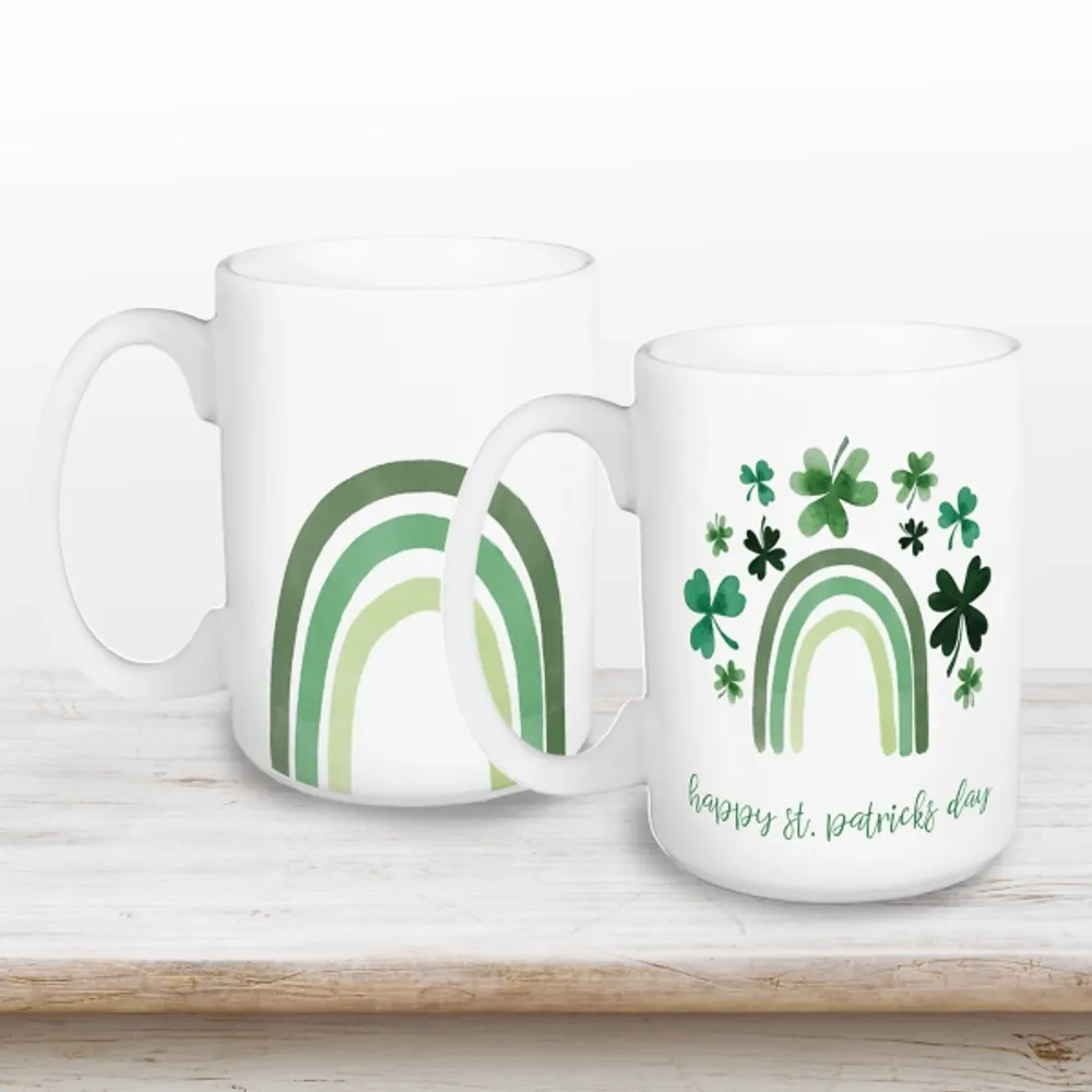 Green Rainbow St. Patrick's Day Mugs, Set of 2