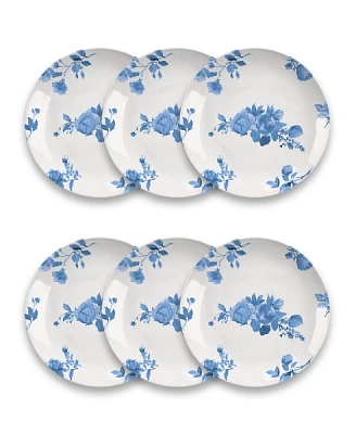 Blue and White Floral Dinner Plates, Set of 6