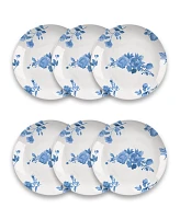 Blue and White Floral Dinner Plates, Set of 6