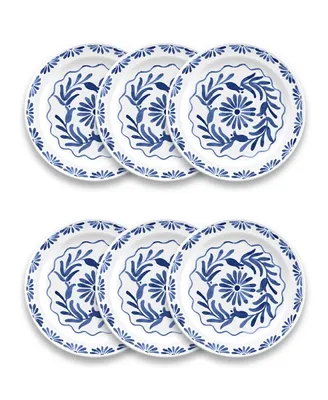 Blue Flourish Melamine Salad Plates, Set of 6