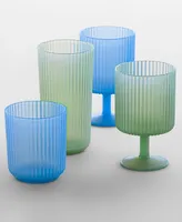 Matte Seafoam Ribbed Tall Glasses, Set of 6