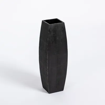 Black Wood Oblong Floor Vase, 24 in.