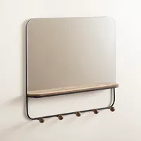 Mirror with Shelf Wall Hooks