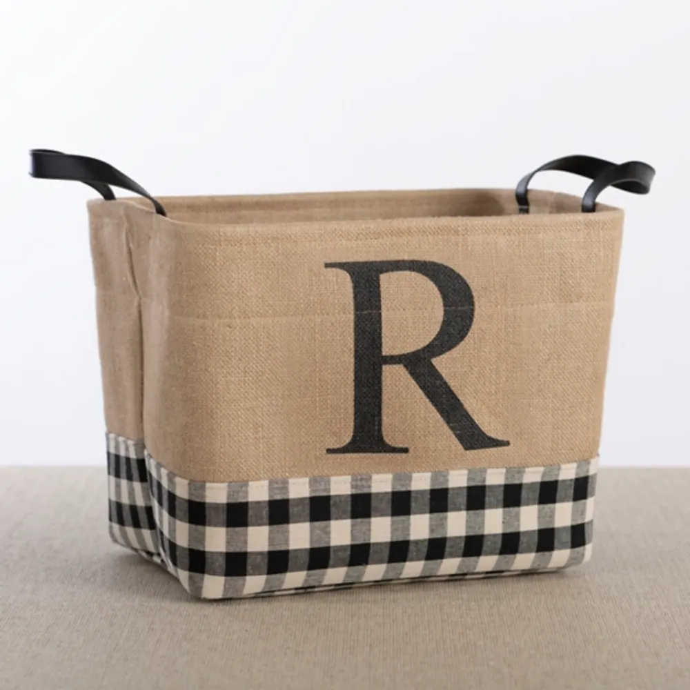 Market Bag in Checker with Black Monogram