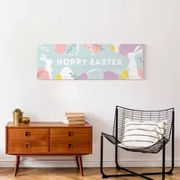 Blue Hoppy Easter Canvas Wall Plaque
