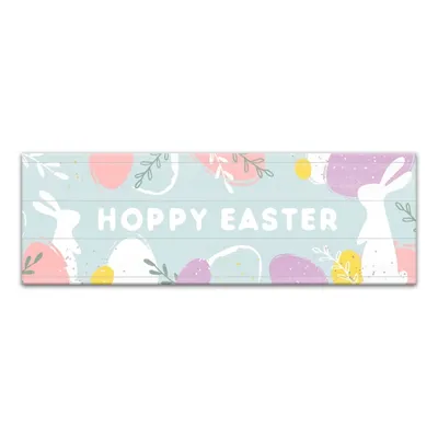Blue Hoppy Easter Canvas Wall Plaque