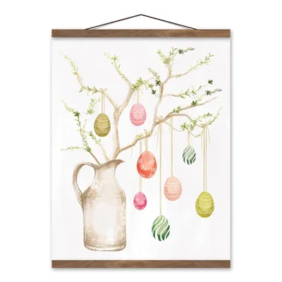 Easter Egg Tree Teak Hanging Canvas Art Print