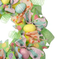 Pastel Easter Eggs and Ribbons Wreath