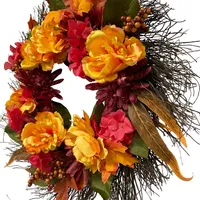 Peony and Mum Floral Wreath