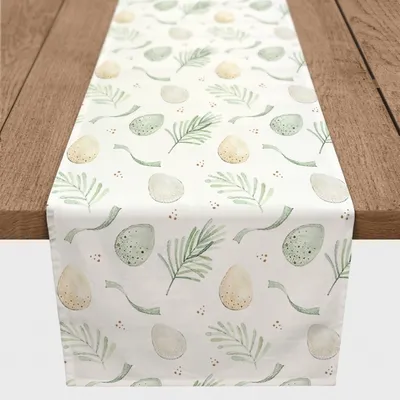 Neutral Eggs and Ribbon Table Runner, 72 in.