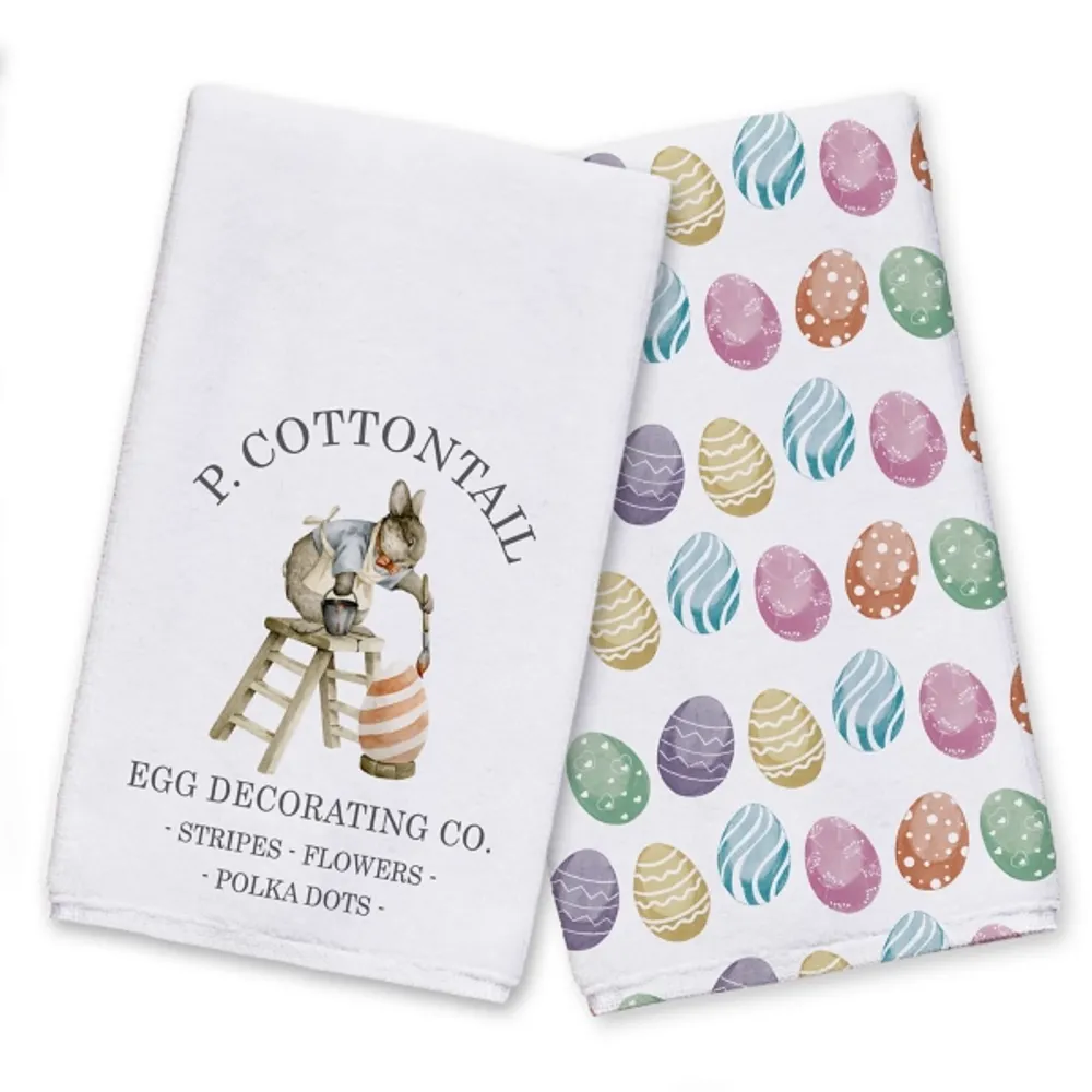 P Cottontail Egg Decorating Tea Towels, Set of 2