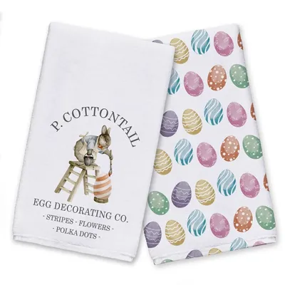 P Cottontail Egg Decorating Tea Towels, Set of 2