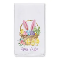 Chicks and Easter Egg Basket Tea Towels, Set of 2