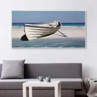 Boat on the Beach Framed Canvas Art Print