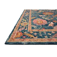 Blue Floral Fernanda Wool Area Rug, 5x7