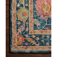 Blue Floral Fernanda Wool Area Rug, 7x9