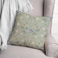 Botanical Butterfly Throw Pillow