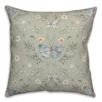 Botanical Butterfly Throw Pillow