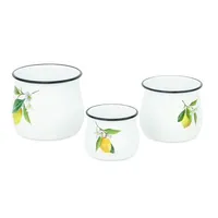 Lemon Blossom Enamel Jars, Set of 3