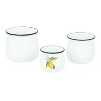 Lemon Blossom Enamel Jars, Set of 3