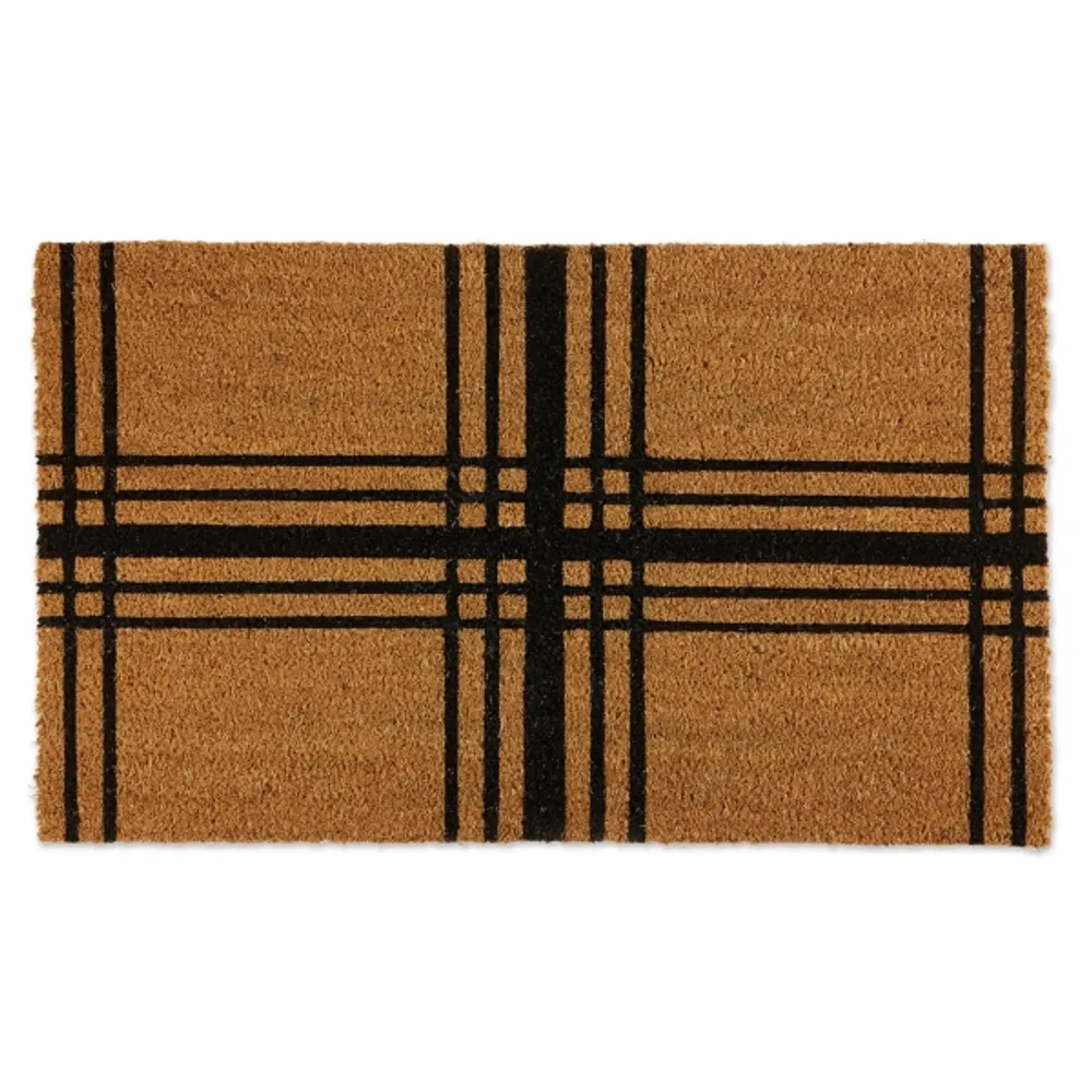 Modern Farmhouse Plaid Coir Doormat