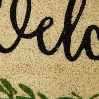 Green Wreath Welcome Coir Doormat