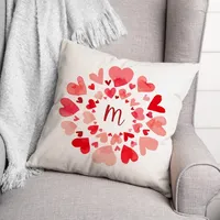 Personalized Monogram Hearts Pillow