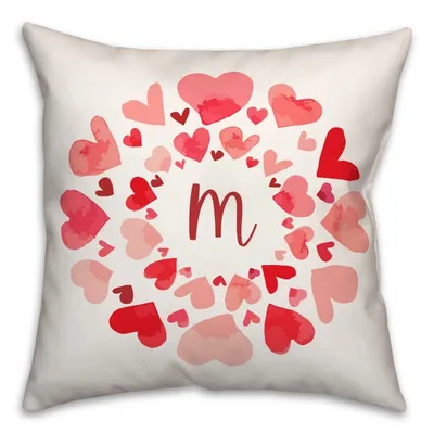 Personalized Monogram Hearts Pillow