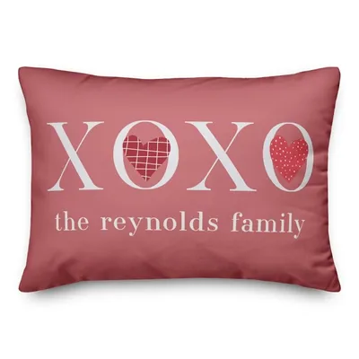 Personalized XOXO Hearts Lumbar Pillow