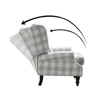 Cream and Gray Plaid Traditional Recliner