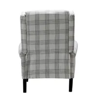 Cream and Gray Plaid Traditional Recliner