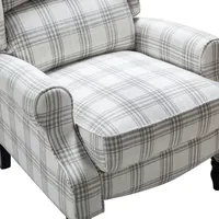 Cream and Gray Plaid Traditional Recliner