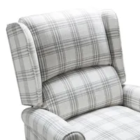 Cream and Gray Plaid Traditional Recliner