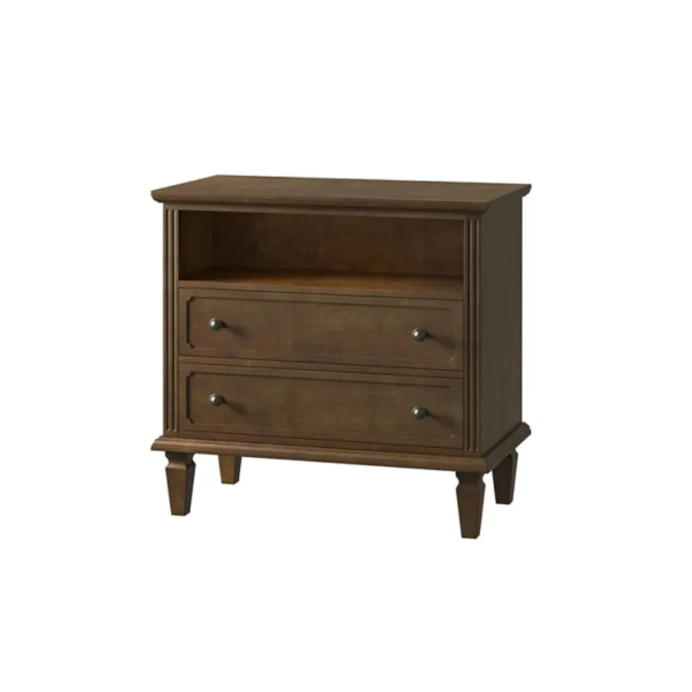 Warm Brown 2-Drawer Wood Nightstand