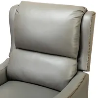 Gray Leather Nailhead Traditional Recliner