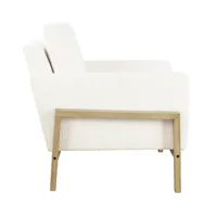 White Boucle Wood Frame Accent Chair
