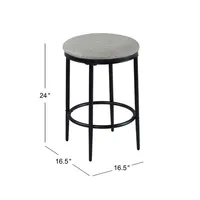 Gray Upholstered Metal Counter Stool