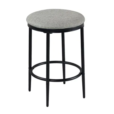 Gray Upholstered Metal Counter Stool