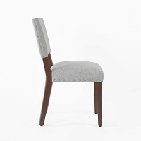 Gray Woven Upholstered Dining Chairs, Set of 2