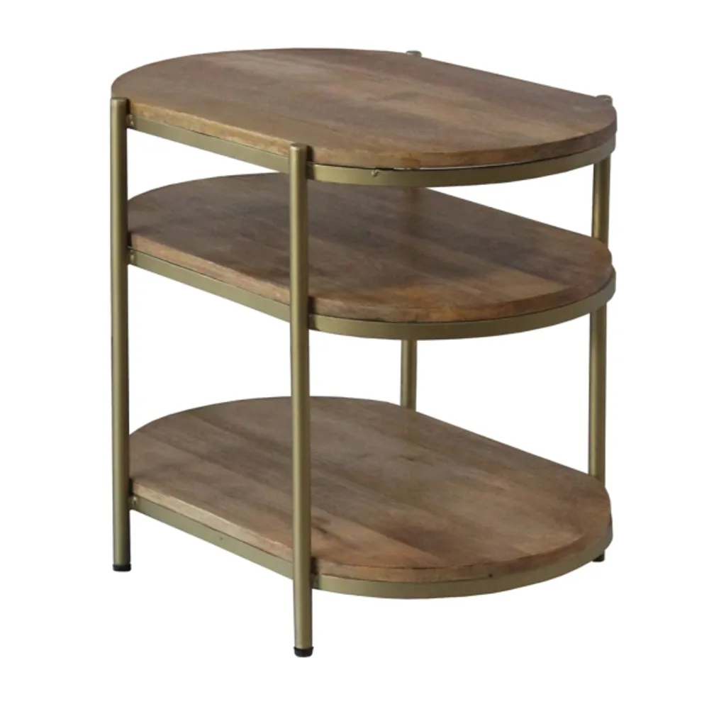 Mango Wood 3-Tier Oval Side Table