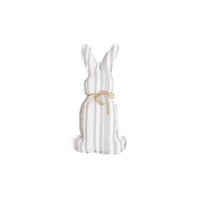 Gray and White Striped Bunny Pillow