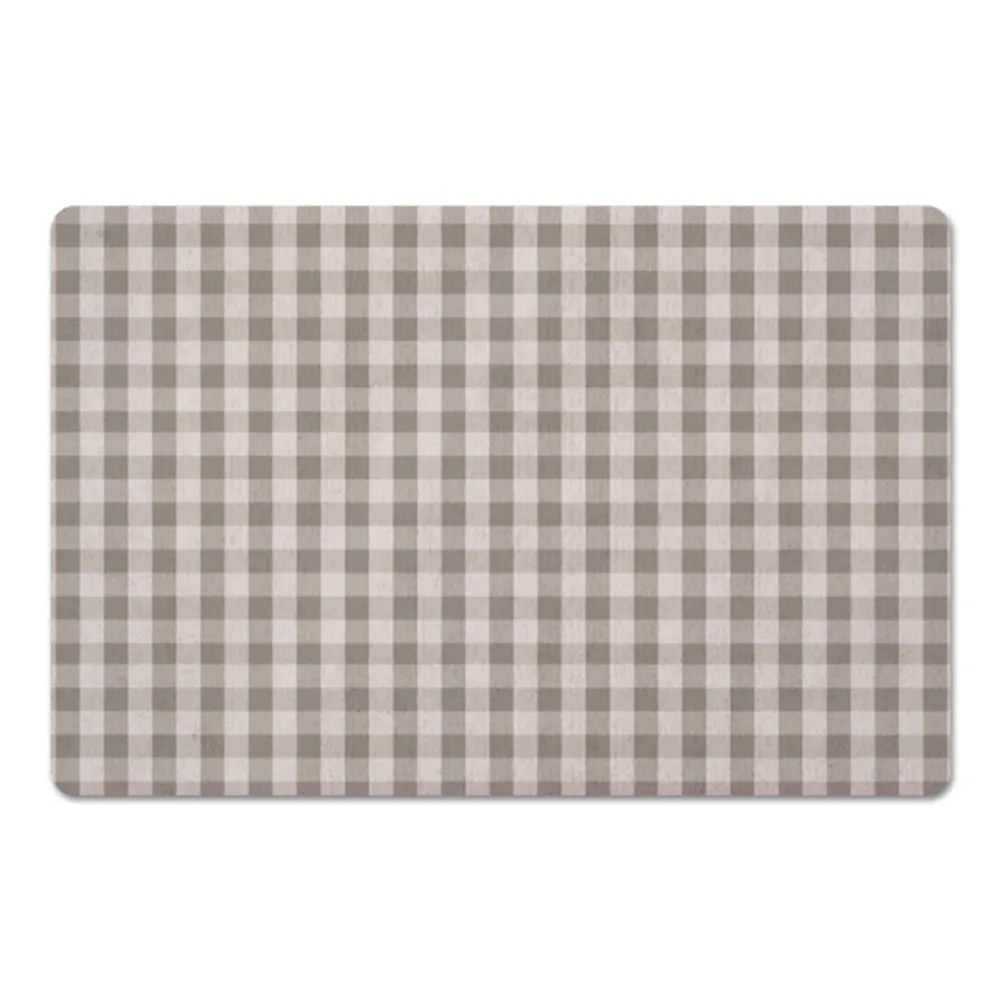 Gray and Cream Plaid Kitchen Mat