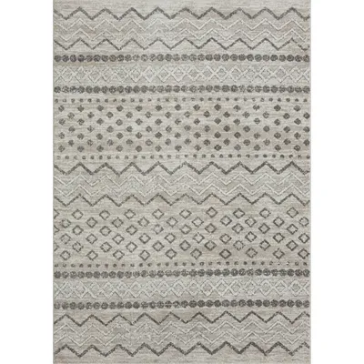 Beige Geometric Stripe Washable Area Rug