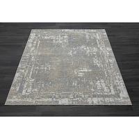 Gray Distressed Washable Area Rug, 7x9