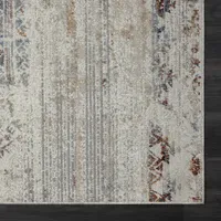 Ivory Distressed Medallion Washable Area Rug