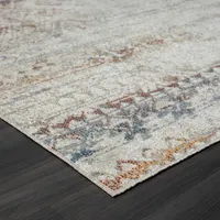 Ivory Distressed Medallion Washable Area Rug