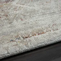 Ivory Distressed Medallion Washable Area Rug