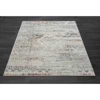 Ivory Distressed Medallion Washable Area Rug