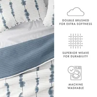 Blue Shibori Reversible 3-pc. Queen Quilt Set